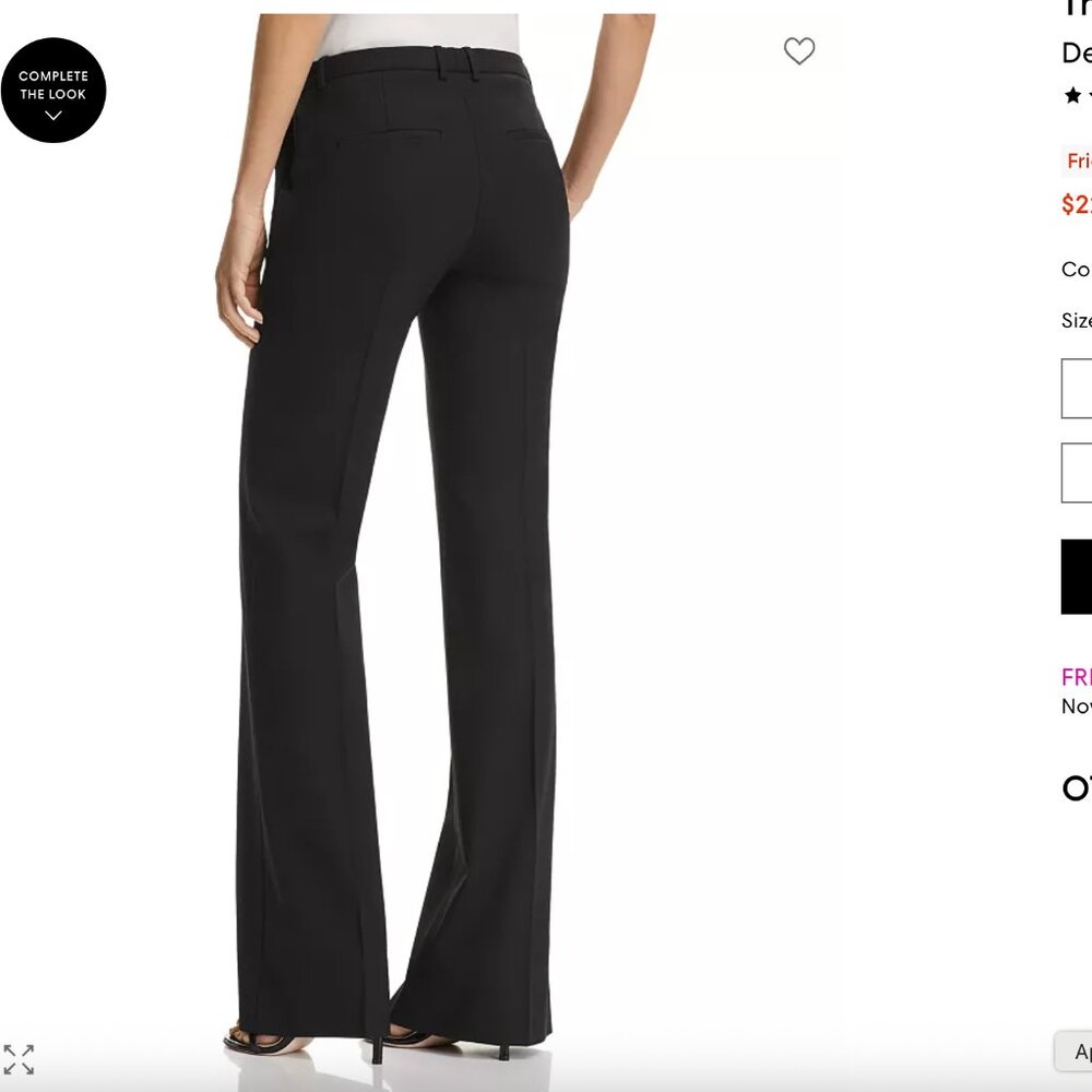 Theory Demitria Wool-Blend Flared Pants Trousers Black Size 4 - Picture 2 of 12
